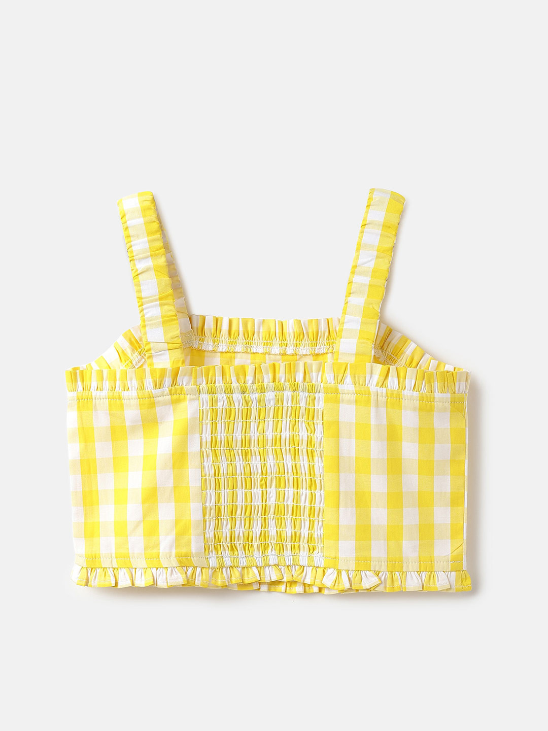 United Colors of Benetton Checked Shoulder Straps Cotton Crop Top