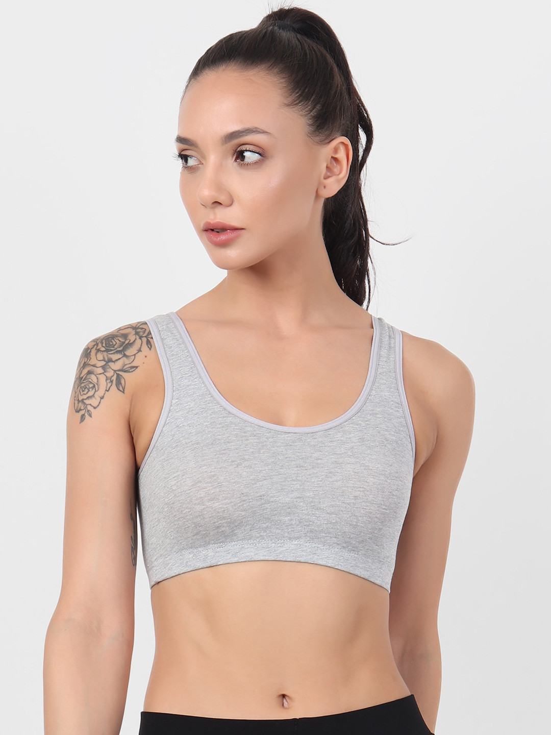 XOXO Design Non-Wired Non Padded Wide Strip Cotton Sports Bra