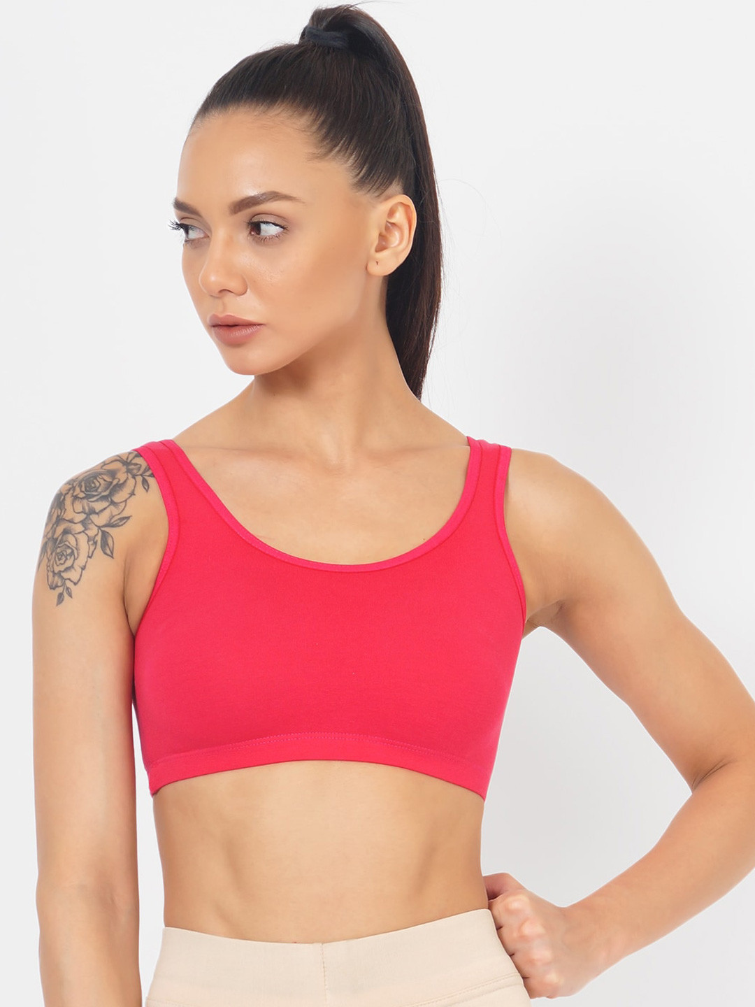 XOXO Design Pink Non-Wired Non Padded All Day Comfort Rapid-Dry Workout Bra
