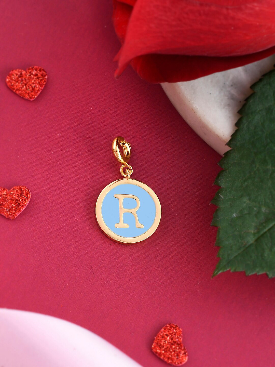Voylla Valentine's Day Collection Gold-Plated Alphabet R Pendant with Chain