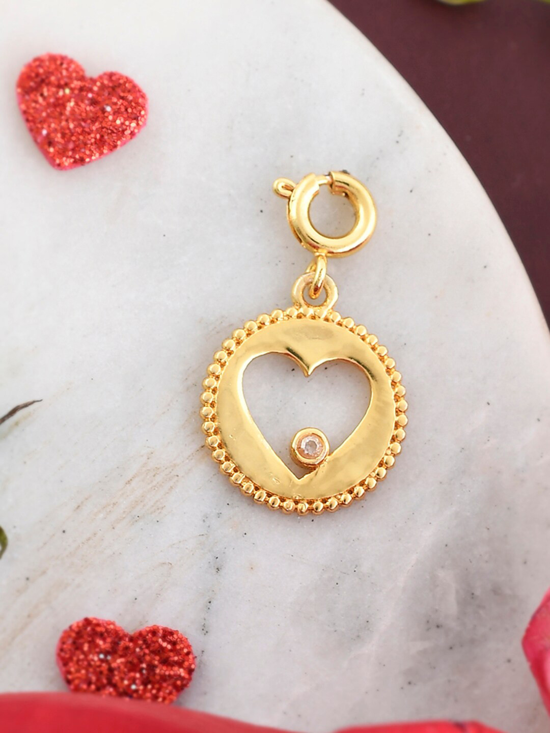 Voylla Valentine's Day Collection Gold-Plated Stone Studded Heart Shape Pendant With chain