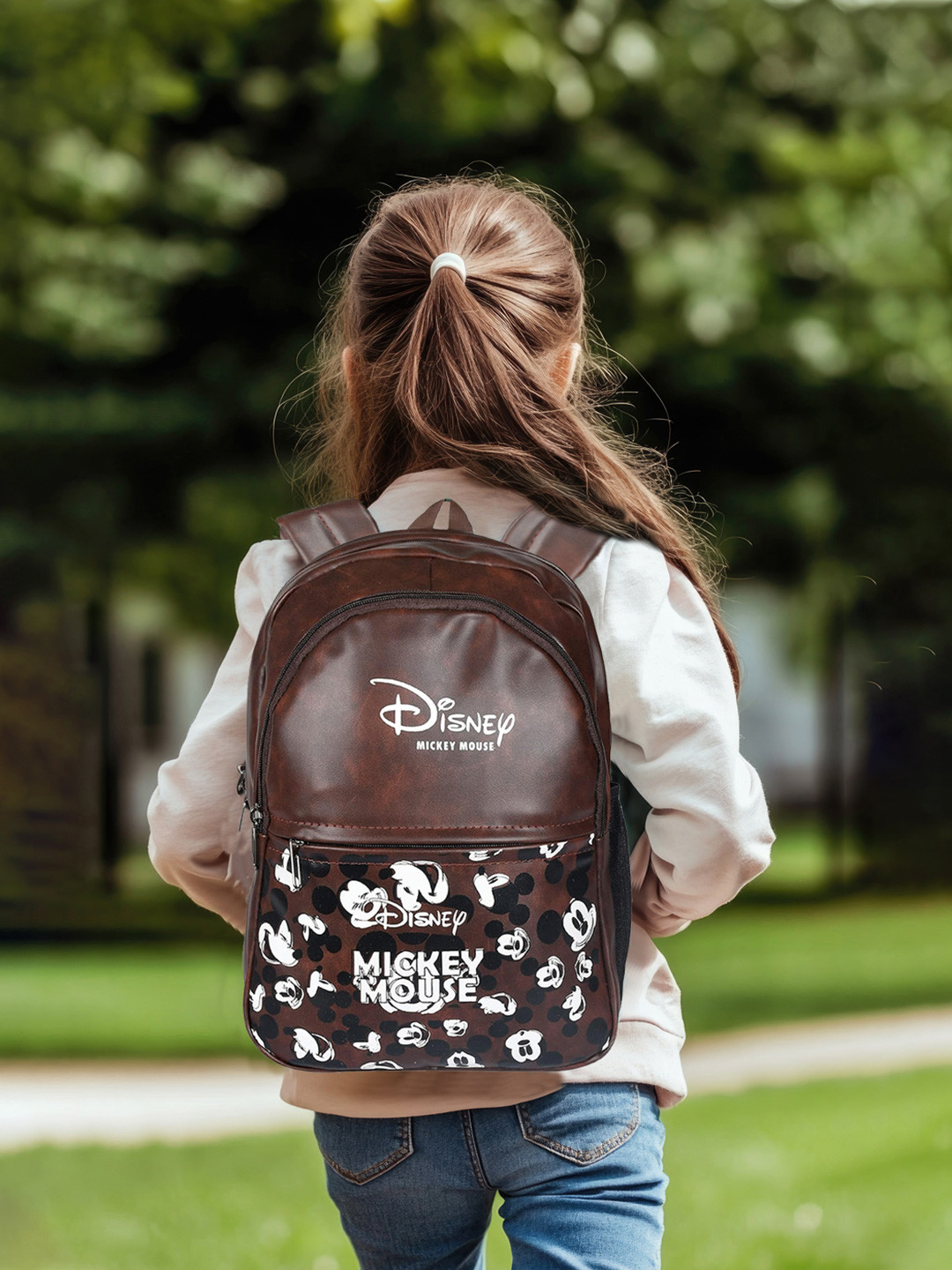 Kuber Industries Kids Brown Disney Mickey School Bag