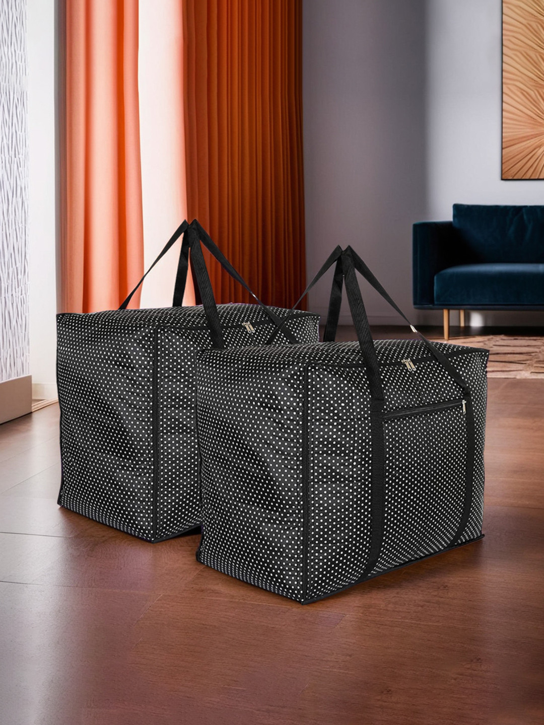 Kuber Industries Large Size Foldable Duffle Bag travel bag for women Pack of 2 Black