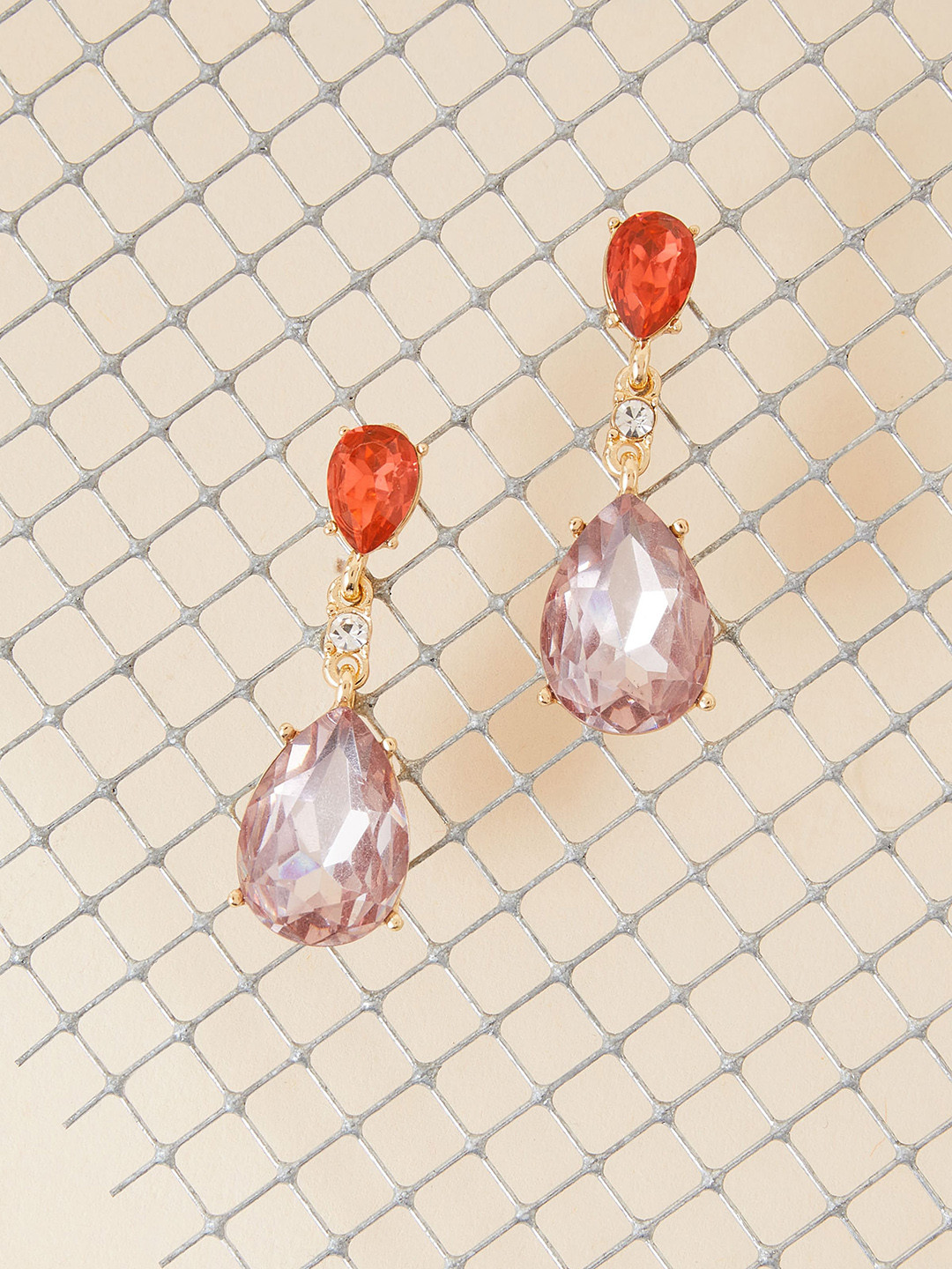 Accessorize Women Studded Contemporary Teardrop Drop Earrings