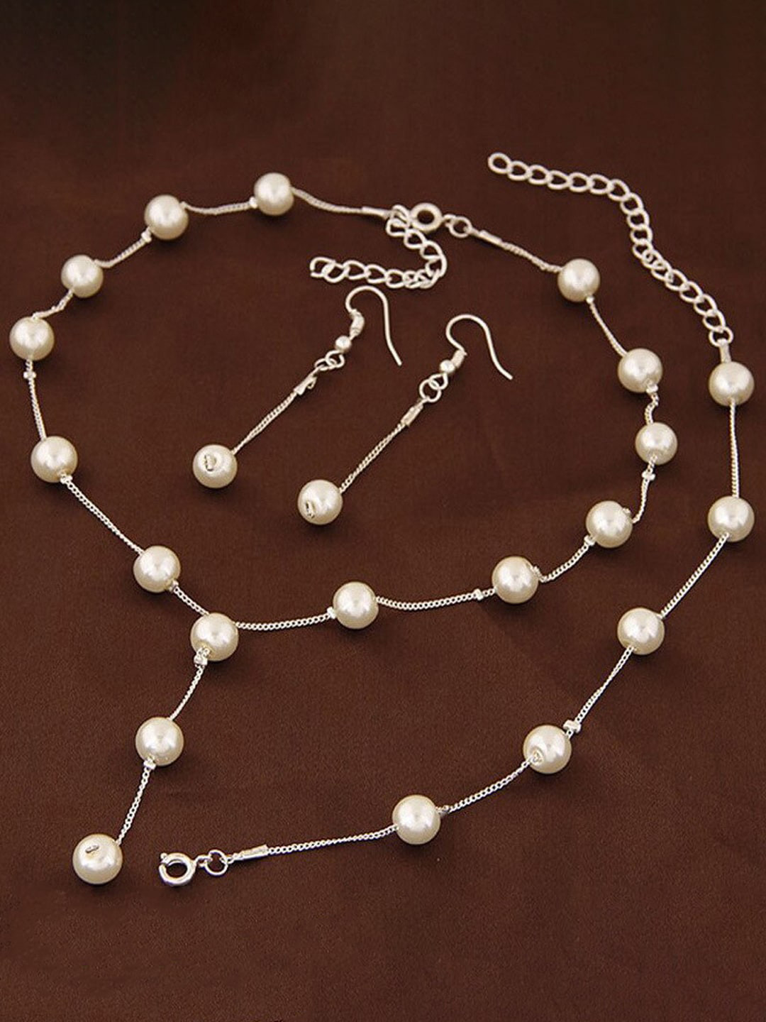 Jewels Galaxy Silver-Plated Studded Earring and Necklace Set