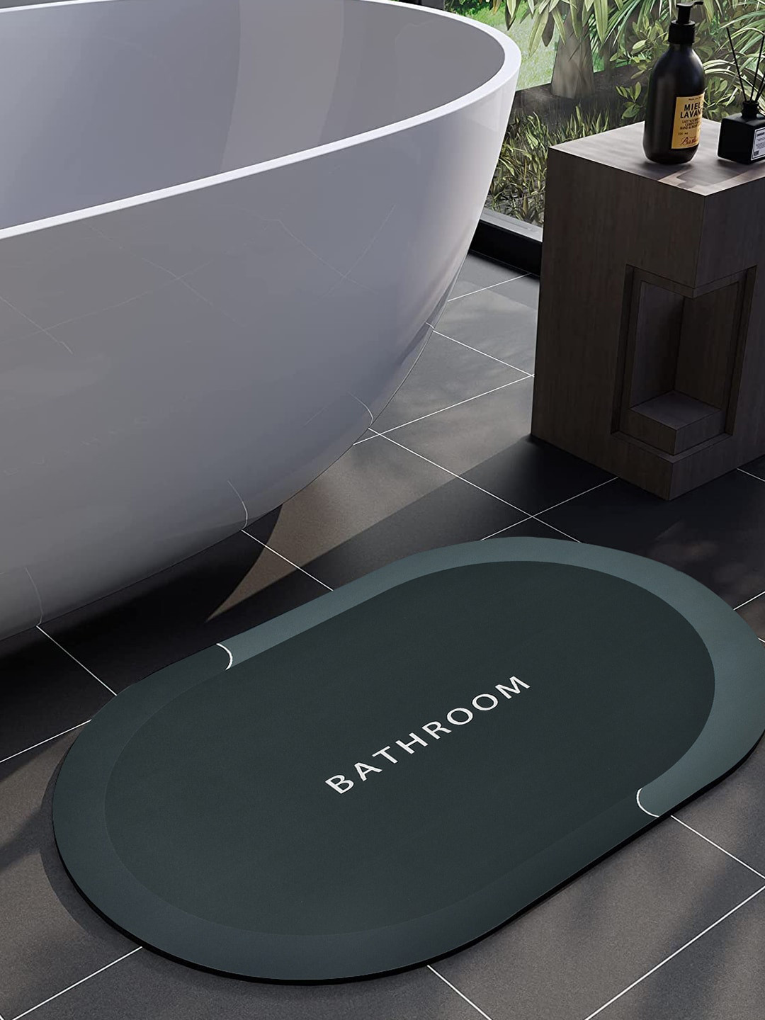 Kuber Industries Green Printed Super Absorbent Anti-skid Bath Rug