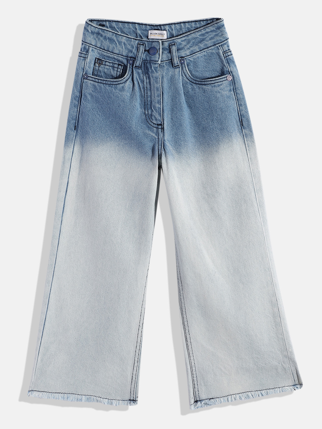 Allen Solly Junior Girls Wide Leg Heavy Fade Clean Look Stretchable Jeans
