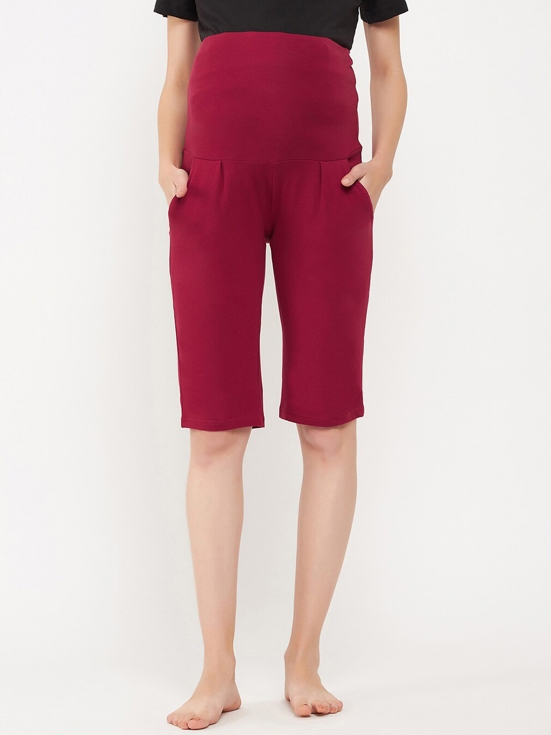 Clovia Chic Basic Cotton Maternity Lounge Shorts