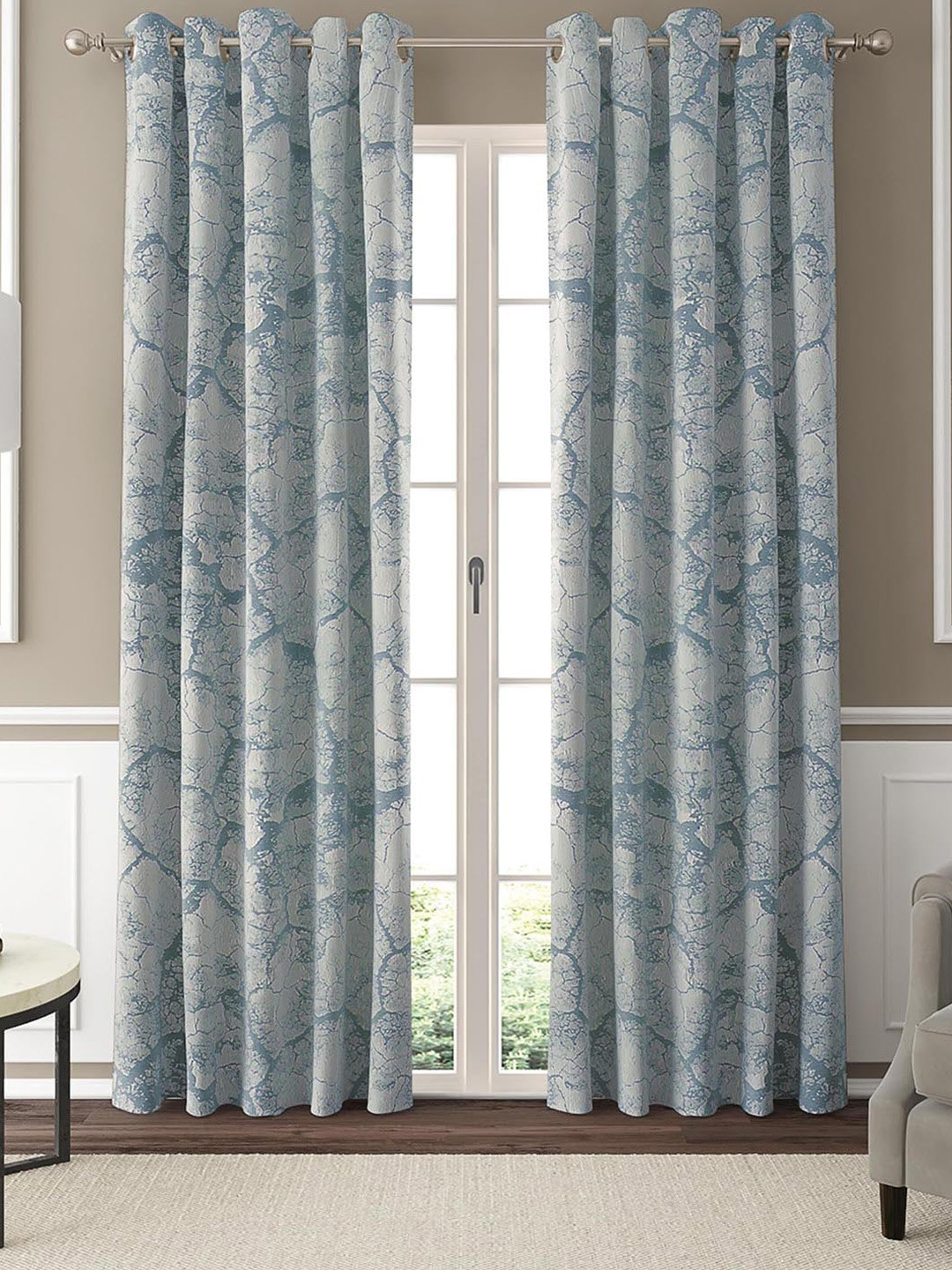 GM Arosa Grey 2 Pieces Room Darkening Door Curtains