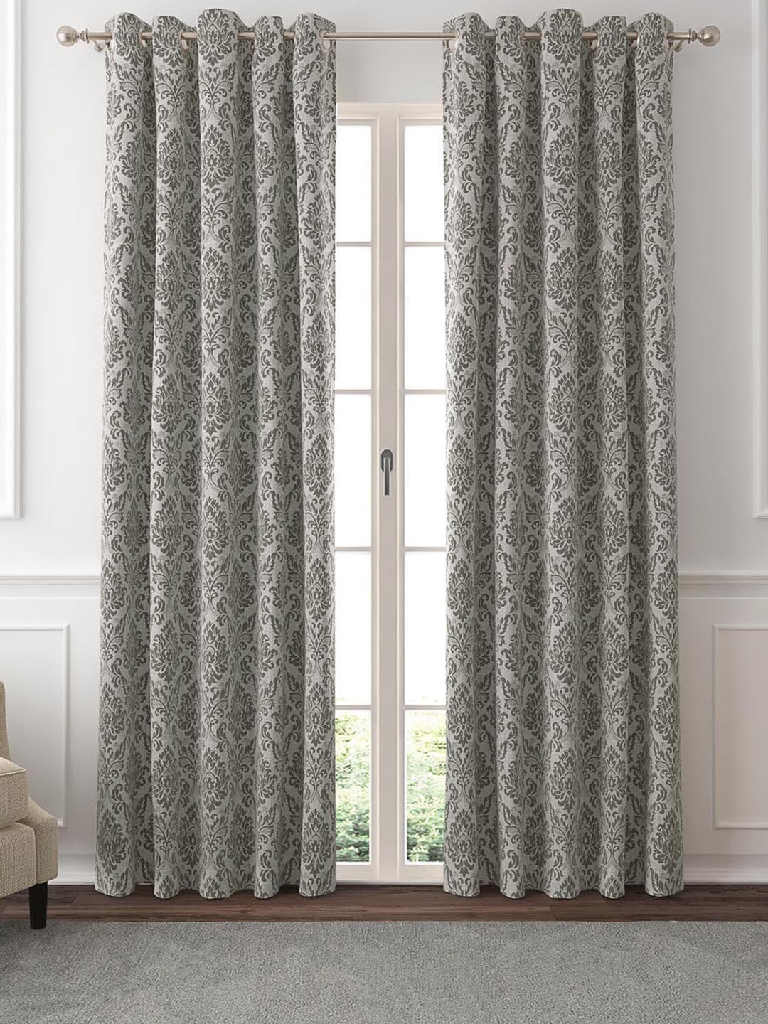 GM Avoca Grey 2 Pieces Ethnic Motifs Room Darkening Door Curtain