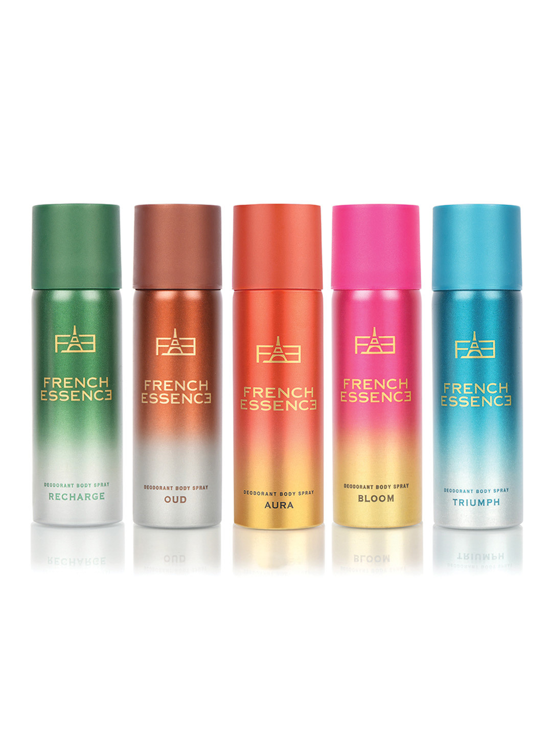 FRENCH ESSENCE Set Of 5 Deodorant Body Spray - 50ml Each