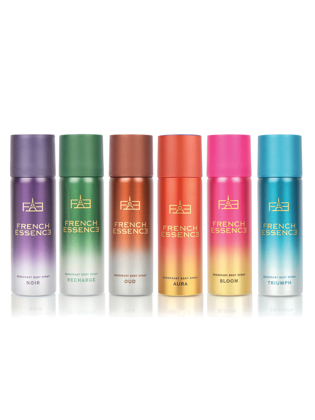 FRENCH ESSENCE Set Of 6 Deodorant Body Spray - 50ml Each
