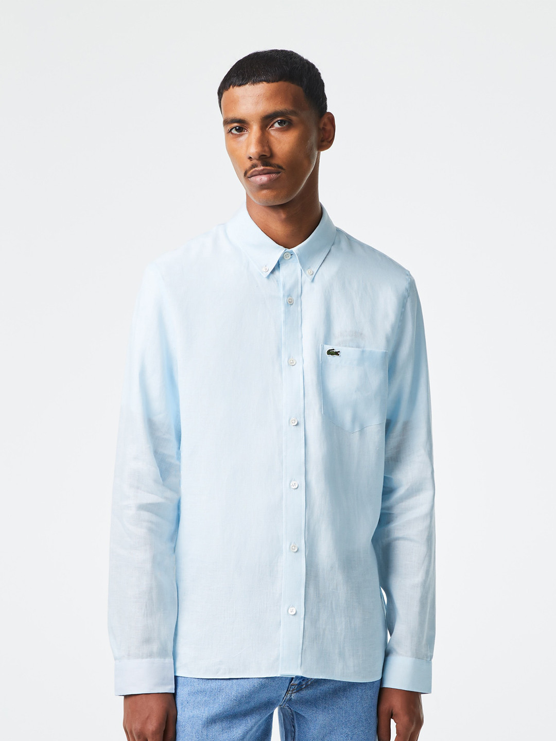 Lacoste Modern Spread Collar Casual Pure Linen Shirt