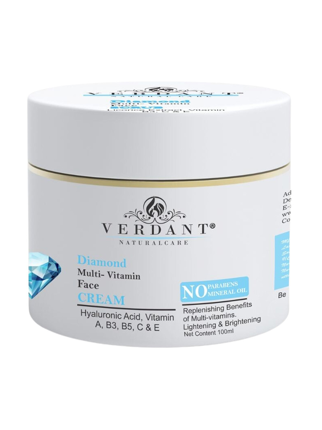 Verdant Natural Care Diamond Multi-Vitamin Face Massage Cream with Hyaluronic Acid - 100ml