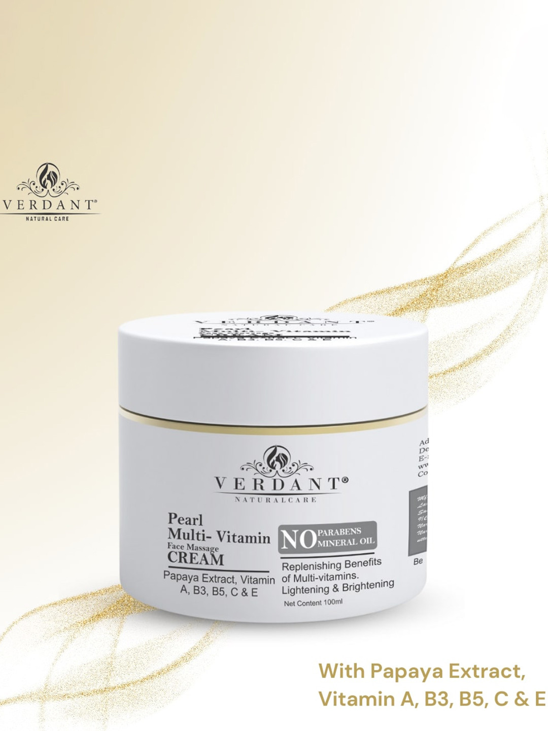Verdant Natural Care Pearl Multi-Vitamin Face Massage Cream with Papaya - 100 ml