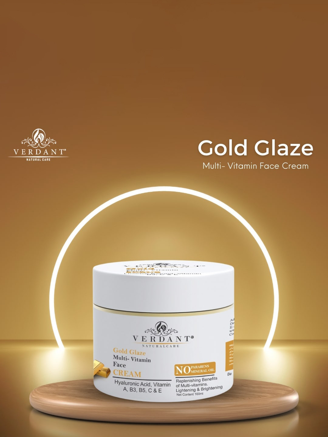 Verdant Natural Care Gold Glaze Multi-Vitamin Face Massage Cream with Hyaluron - 100 ml