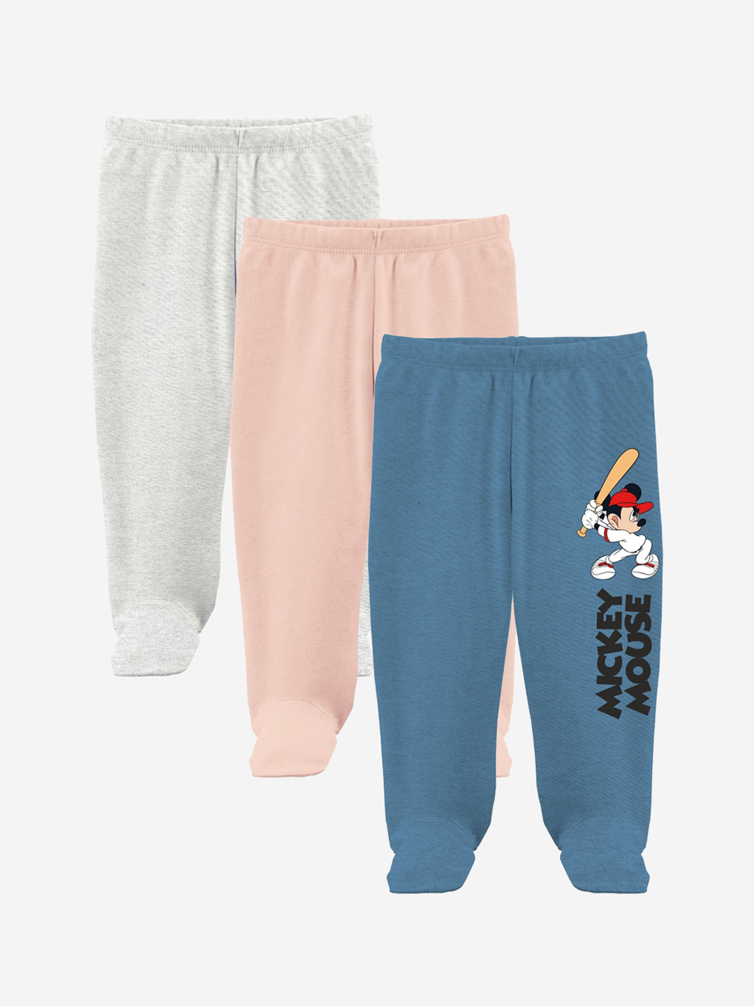 Minicult Infants Set Of 3 Mickey & Friends Printed Cotton Lounge Pants