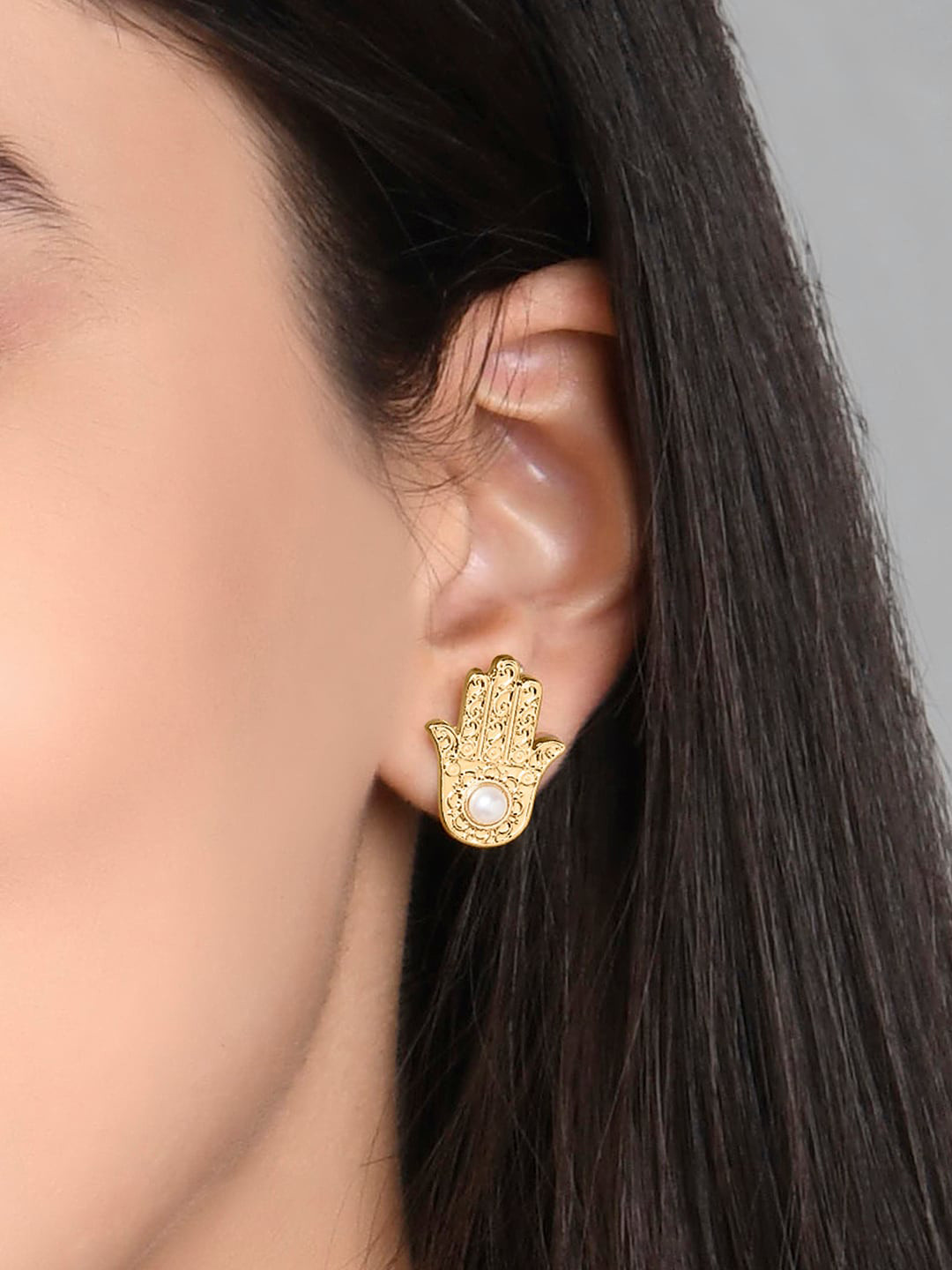 ToniQ Gold-Plated Contemporary Studs Earrings
