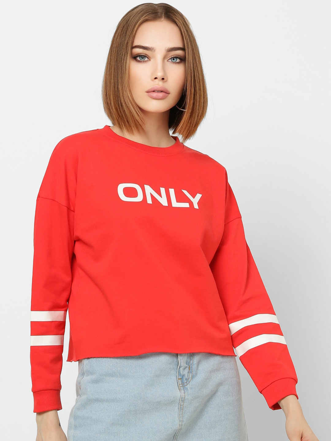 ONLY Women Brand Logo Printed Cotton Sweatshirt