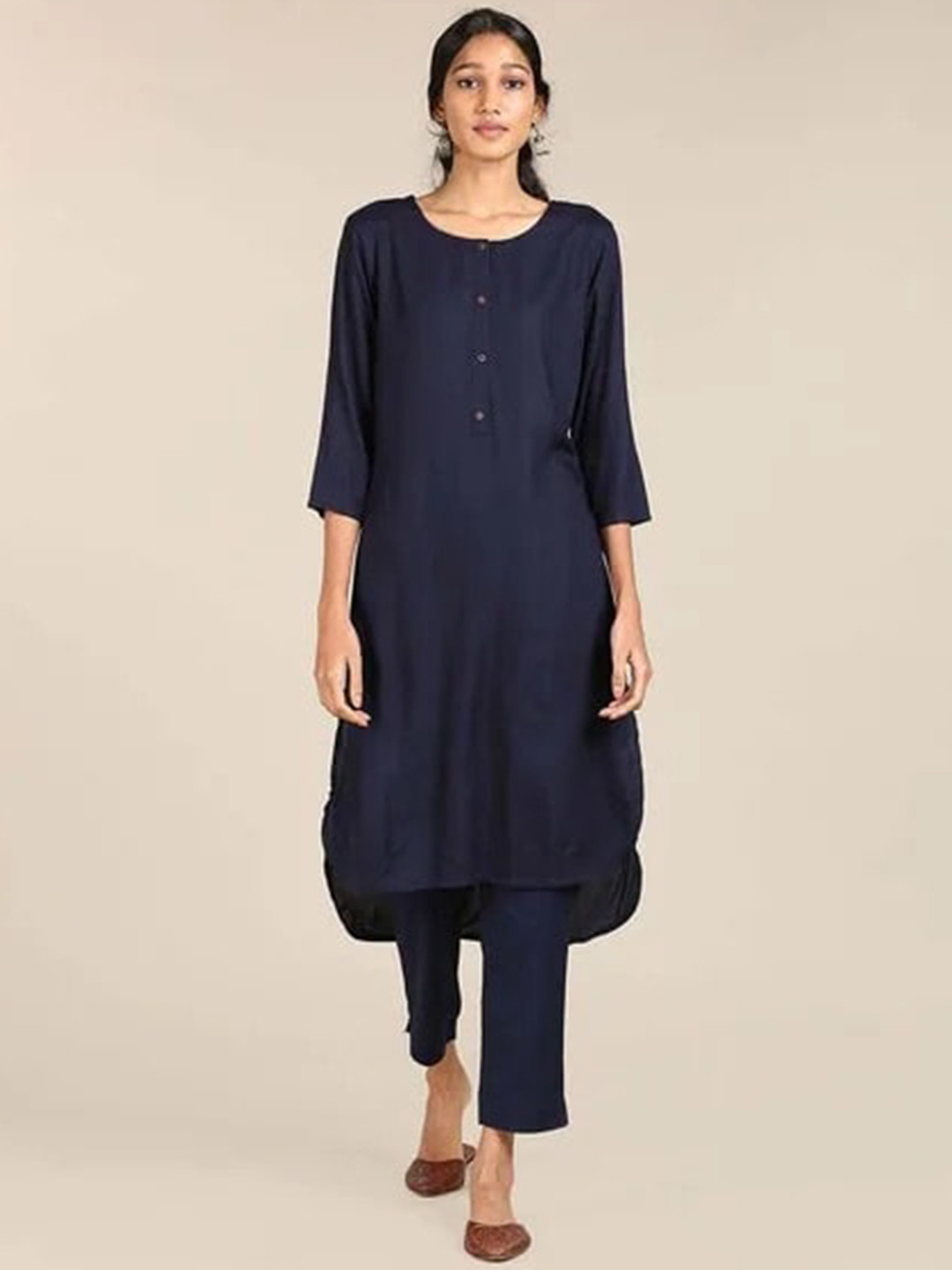 BCZ Style Round Neck High-Low Kurta
