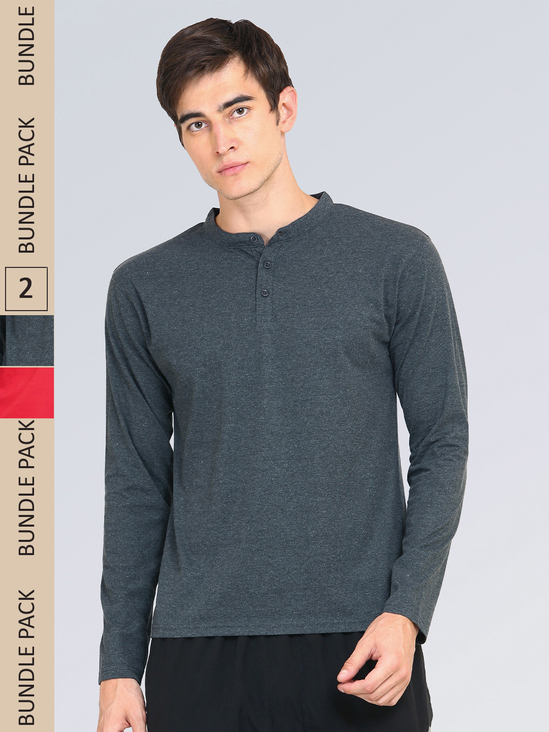 appulse Pack of 2 Long Sleeve Slim Fit Cotton T-shirt