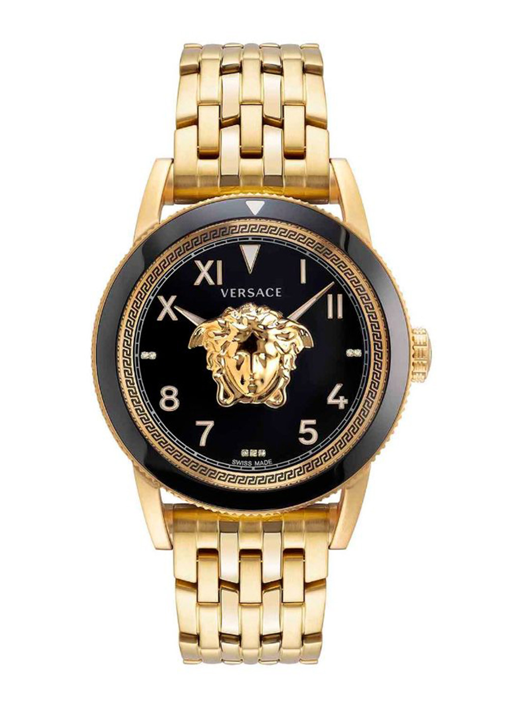 Versace Men Textured Dial & Stainless Steel Bracelet Style Straps Analogue Watch VE2V00822