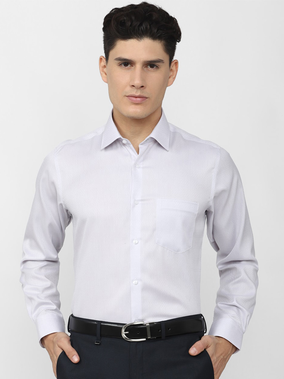 Van Heusen Durapress Self Design Pure Cotton Regular Fit Wrinkle Resistant & Easy Care Formal Shirt