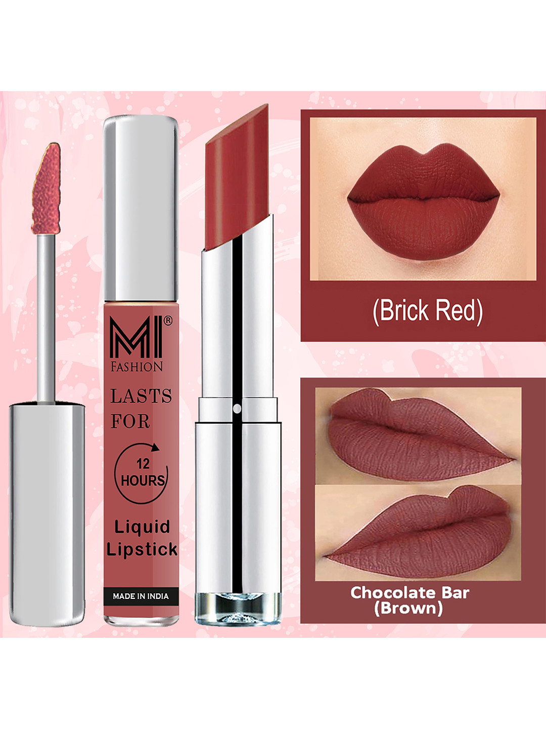 MI FASHION Set of Liquid Lipstick 3.5ml - 10 & Creamy Matte Lipstick 3.5g - 20