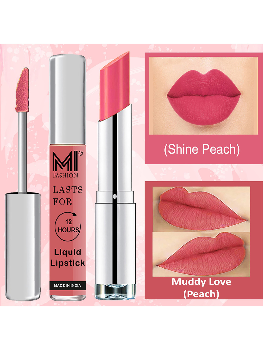 MI FASHION Set of Liquid Lipstick 3.5ml - 03 & Creamy Matte Lipstick 3.5g - 18
