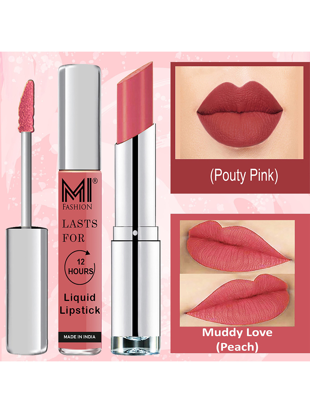 MI FASHION Set of Liquid Lipstick 3.5ml - 03 & Creamy Matte Lipstick 3.5g - 23