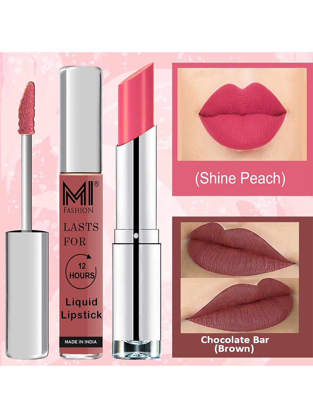 MI FASHION Set of A Perfect Combination Liquid Lipstick 3.5ml & Creamy Matte Lipstick 3.5g