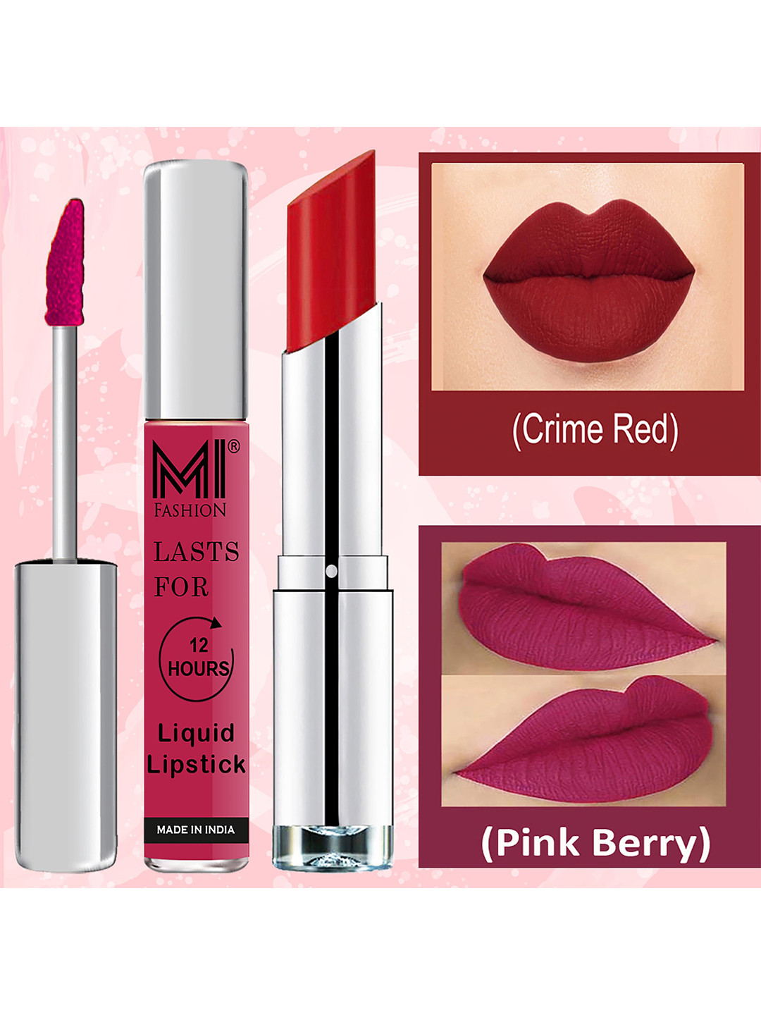 MI FASHION Set of The Ultimate Liquid Lipstick 3.5ml -02 & Creamy Matte Lipstick 3.5g -09