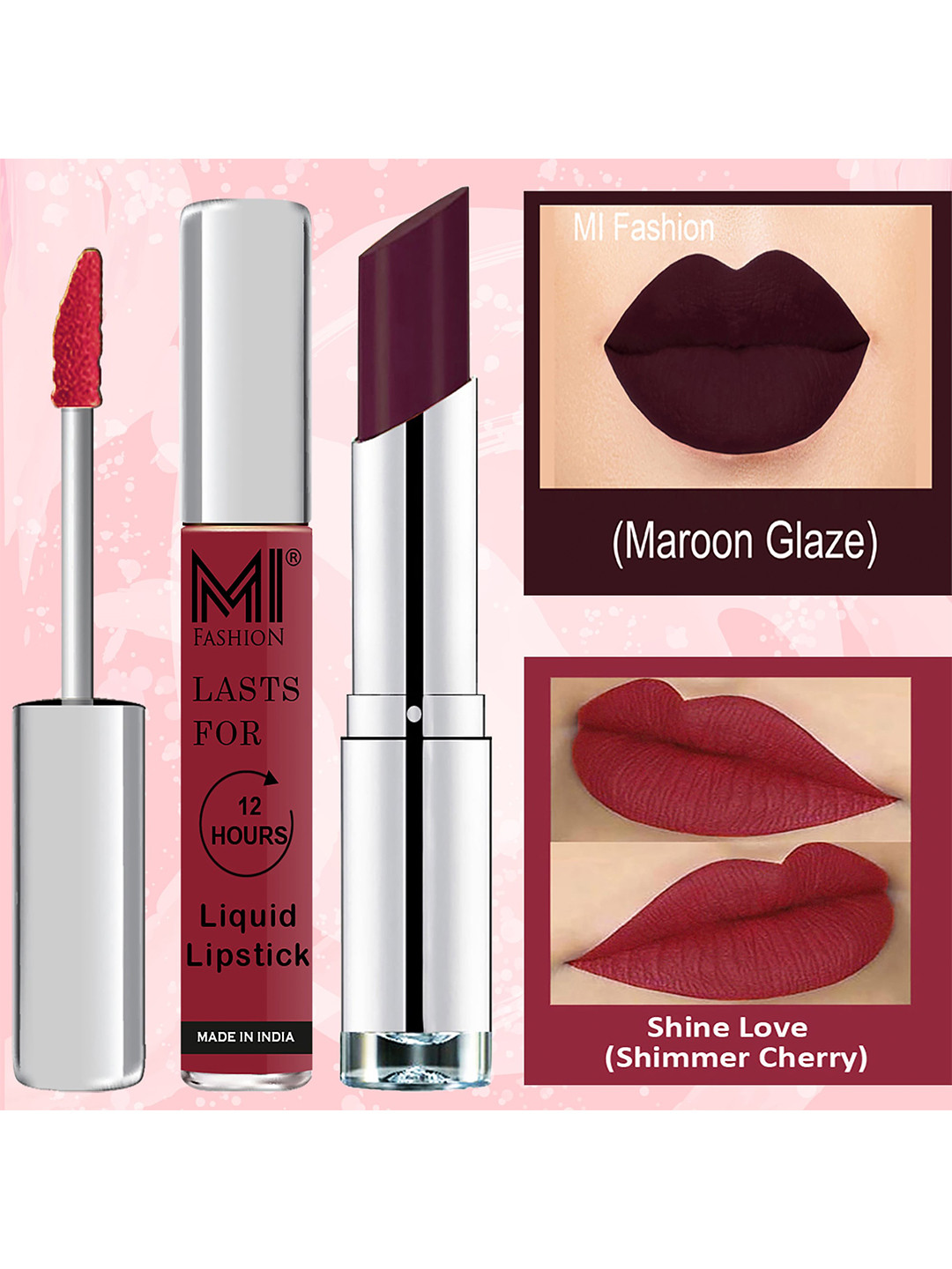 MI FASHION Set of Lip Love Liquid Lipstick 3.5ml - 14 & Creamy Matte Lipstick 3.5g - 06