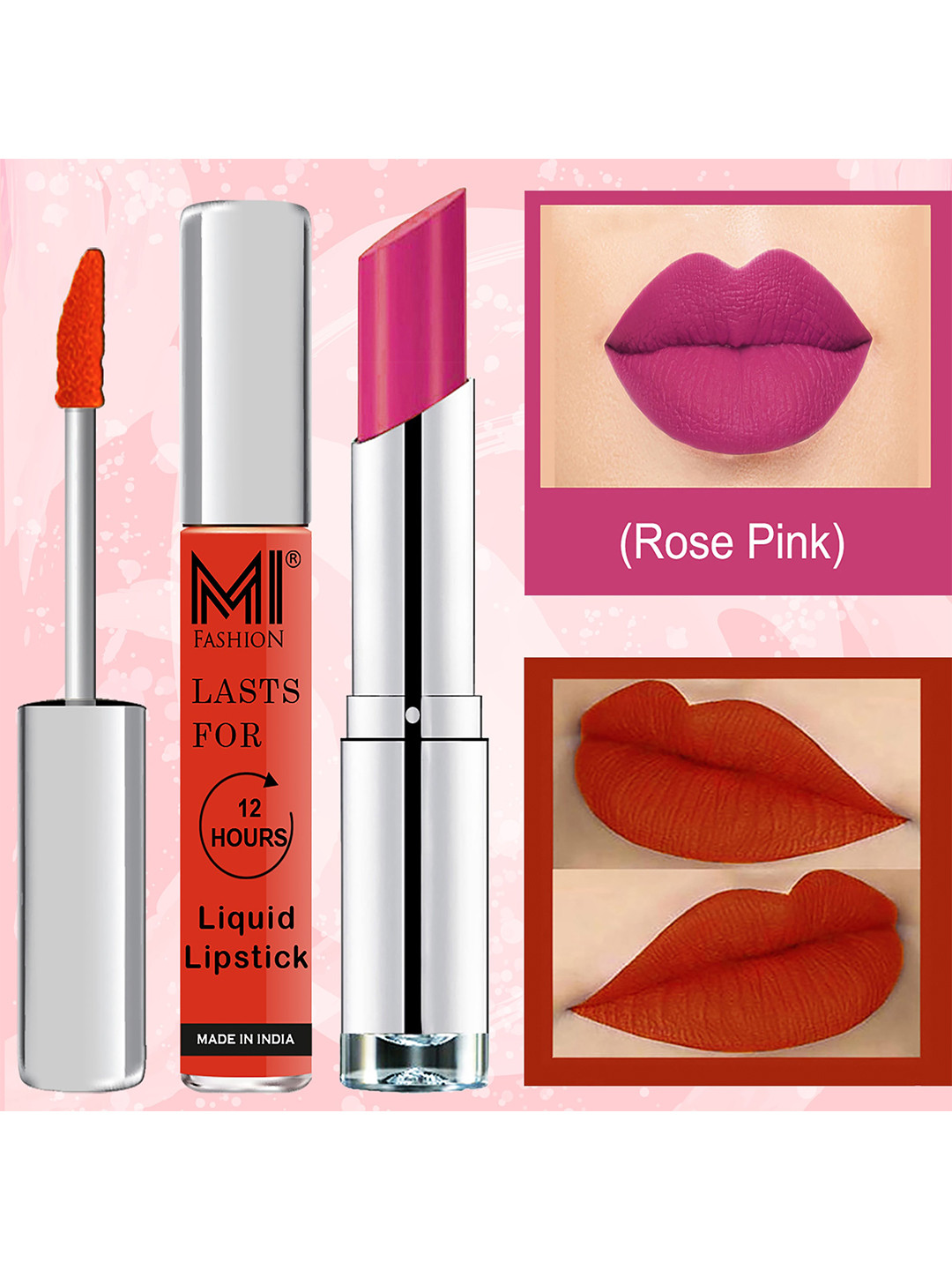 MI FASHION Set of Get The Perfect Liquid Lipstick 3.5ml & Creamy Matte Lipstick 3.5g