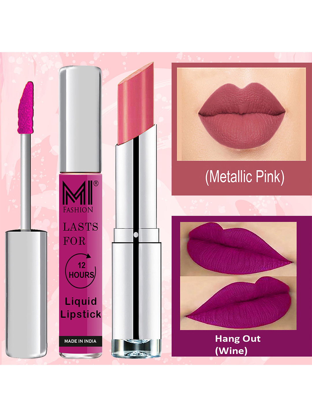 MI FASHION Set of Bold & Beautiful Liquid Lipstick 3.5 ml & Creamy Matte Lipstick 3.5 g