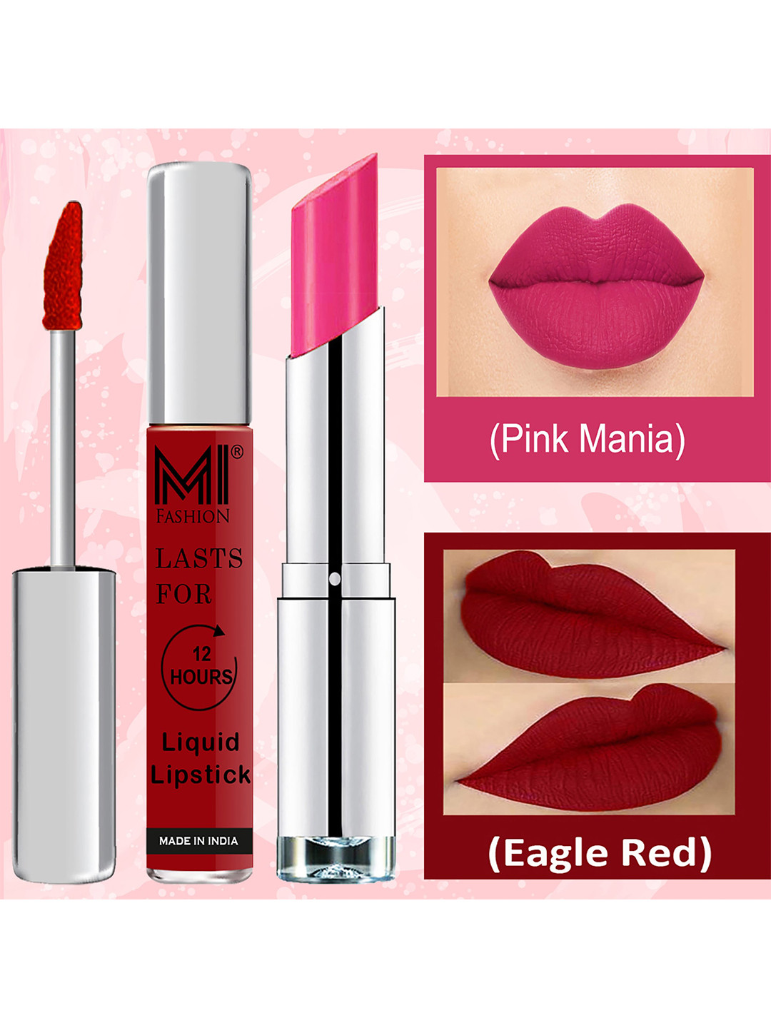 MI FASHION Set of Liquid Lipstick 3.5 ml - 07 & Creamy Matte Lipstick 3.5 g - 17