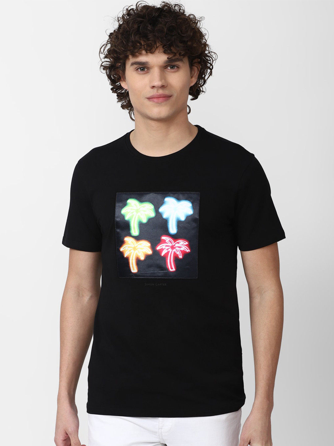 SIMON CARTER LONDON Graphic Printed Round Neck Slim Fit Casual T-shirt