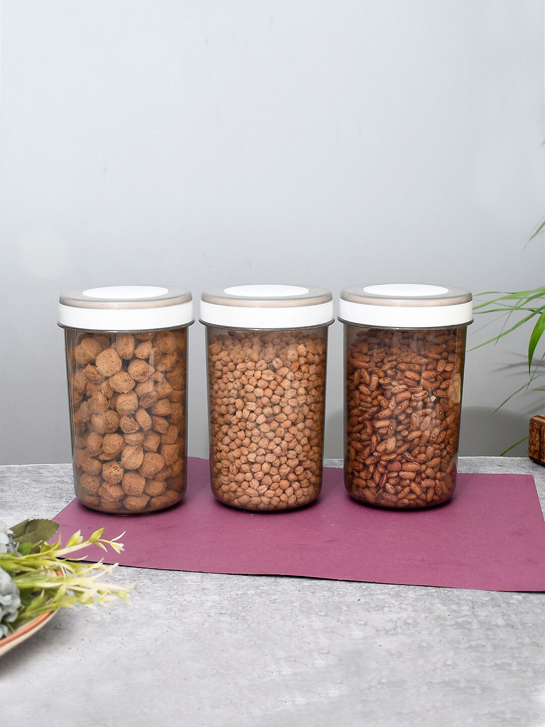 Kuber industries Grey Plastic Dishwasher Safe 9 Piece Screw Top Graduated Container-500ml