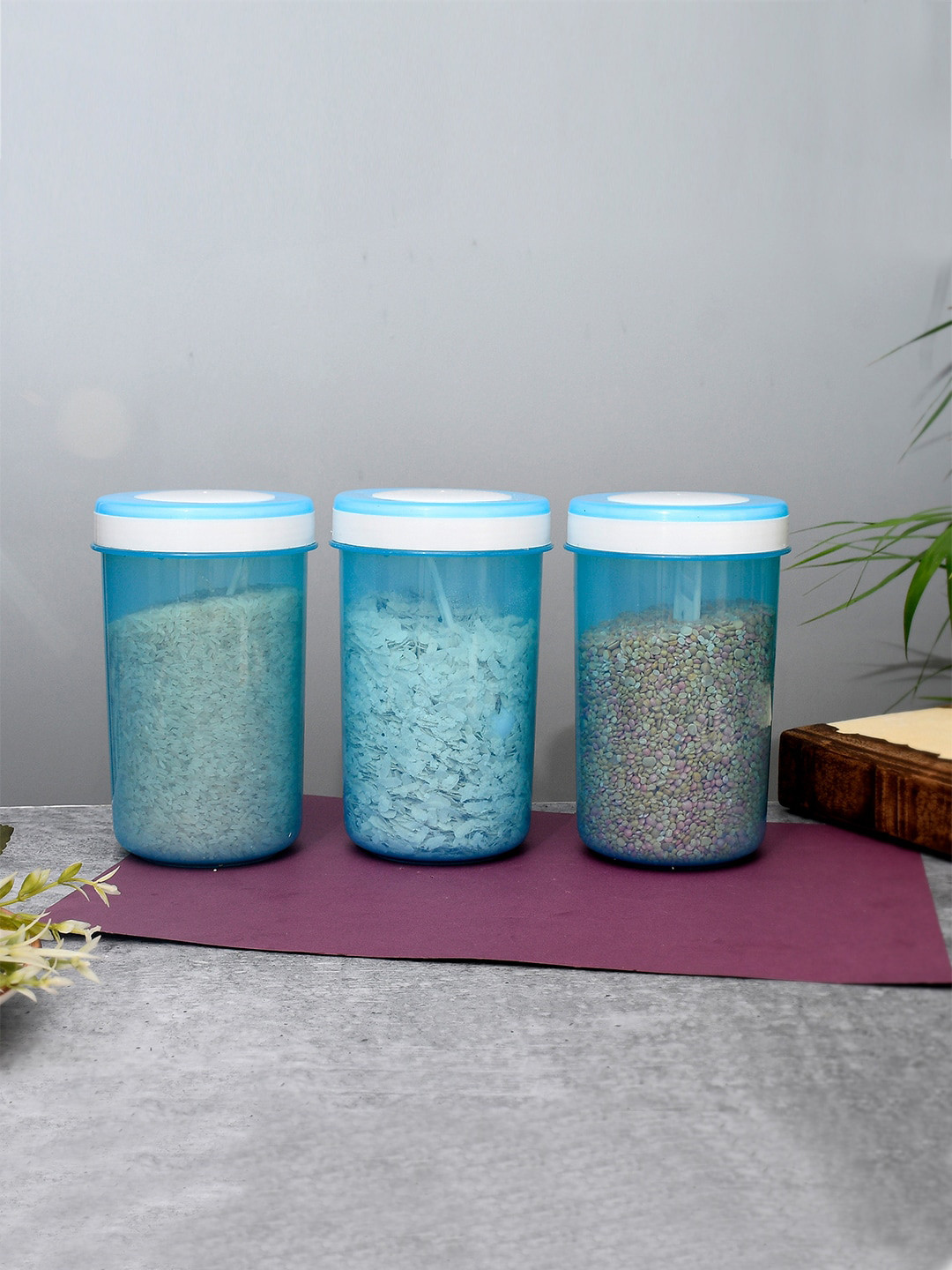 Kuber industries Blue Plastic Dishwasher Safe 6 Piece Screw Top Graduated Container-500ml