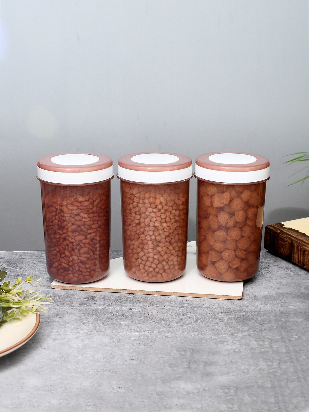 Kuber industries Brown Plastic Dishwasher Safe 6 Piece Screw Top Graduated Container-500ml