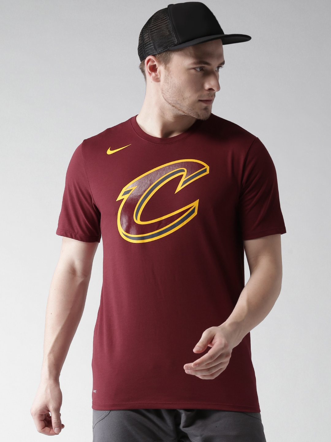 Nike Men Maroon NBA Cleveland Cavaliers Printed Round Neck Basketball  T-shirt