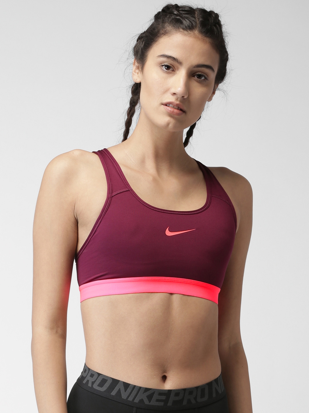 Burgundy nike sports bra hotsell