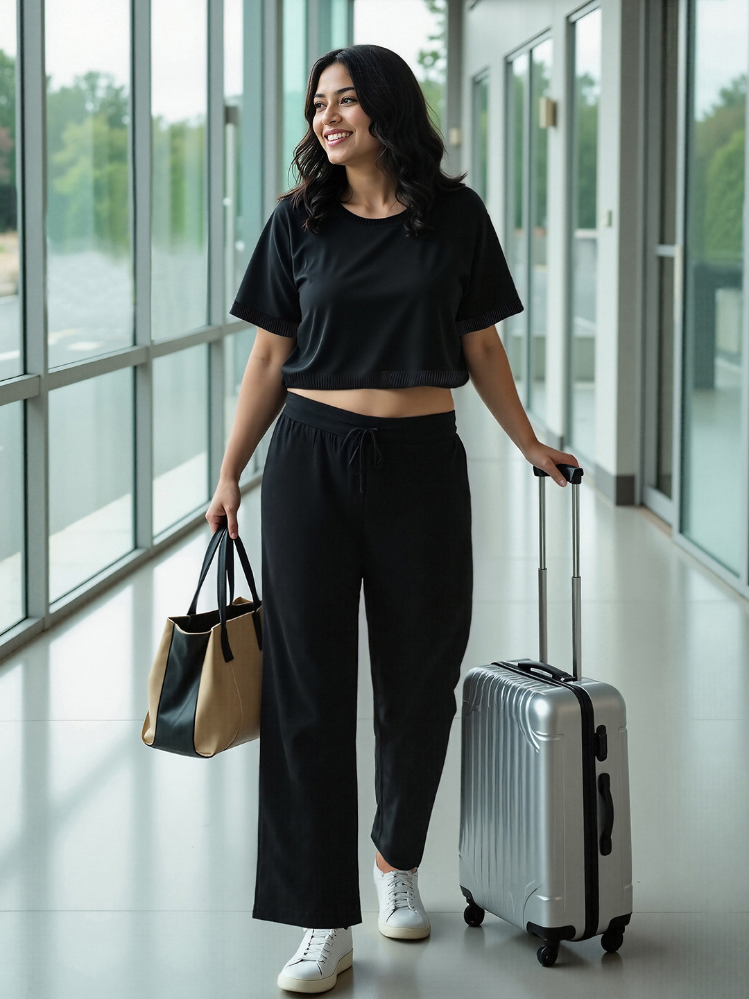 Blissclub Women Move All Day Plus Size Relaxed-Fit Pure Cotton Trackpants