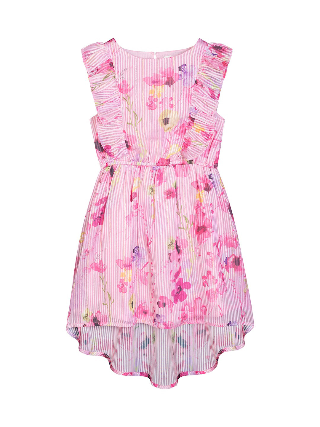 Budding Bees Girls Floral Printed High-Low Chiffon Fit & Flare Dress