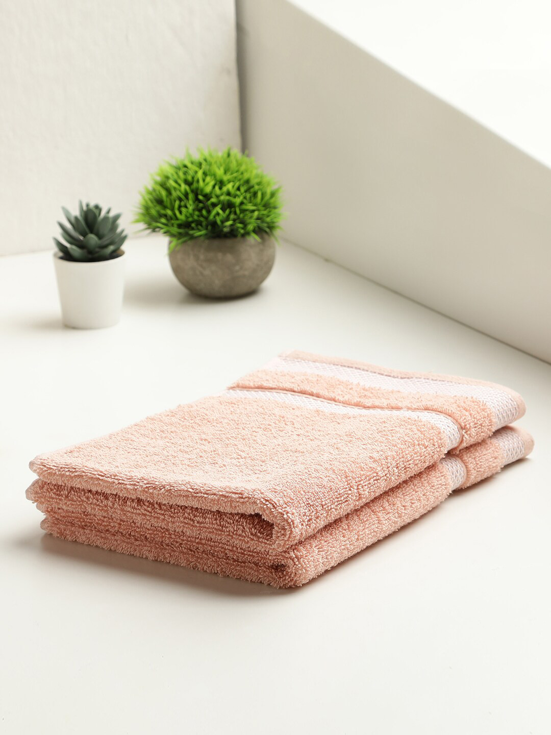 SPACES Coral 2 Pieces 600 GSM Pure Cotton Hand Towels