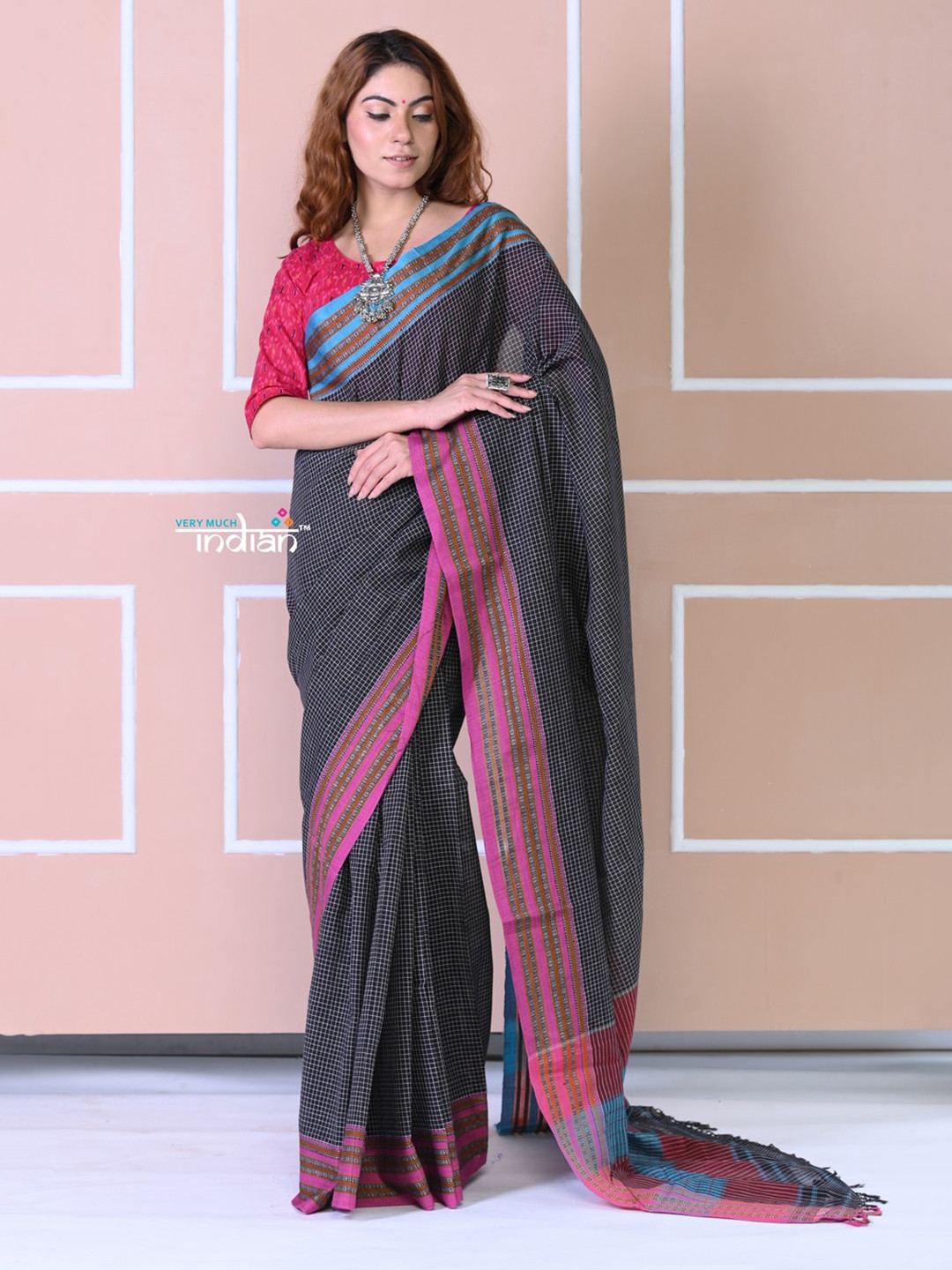 Very Much Indian Checked Pure Cotton Saree