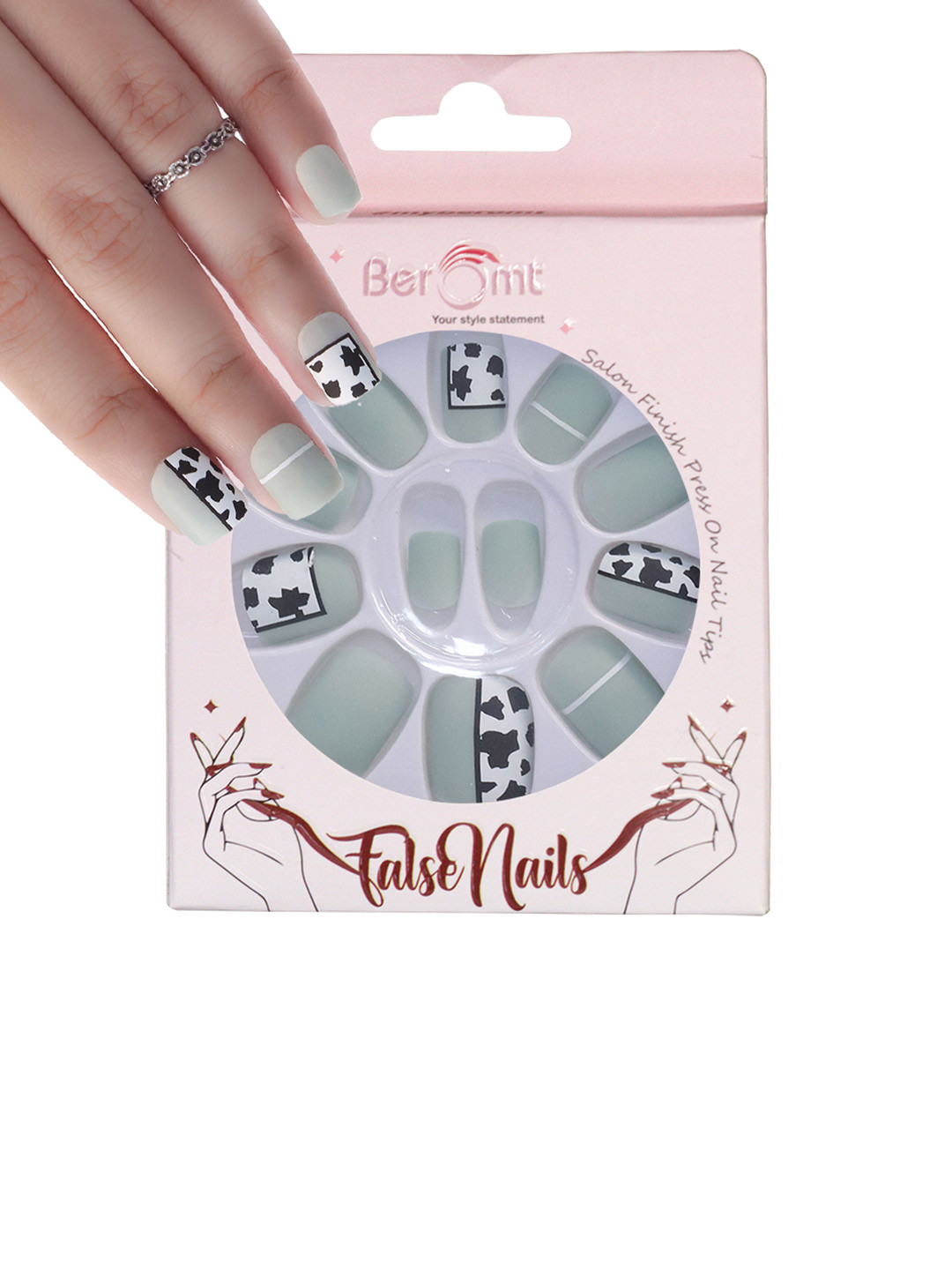 BEROMT 12-Pcs Animal Printed False Nails Box-30 gm