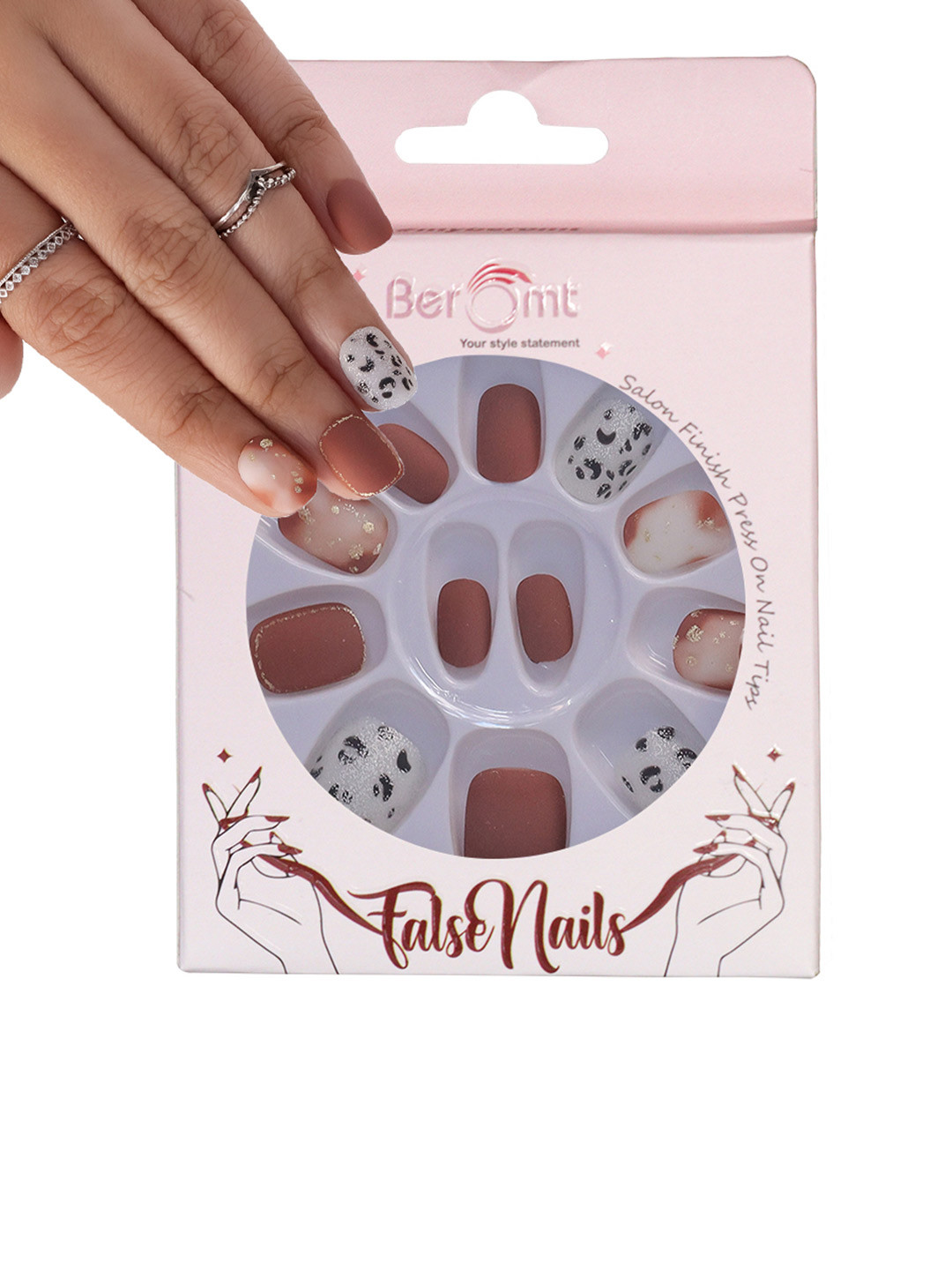 BEROMT 12-Pcs Animal Printed False Nails Box-30 gms