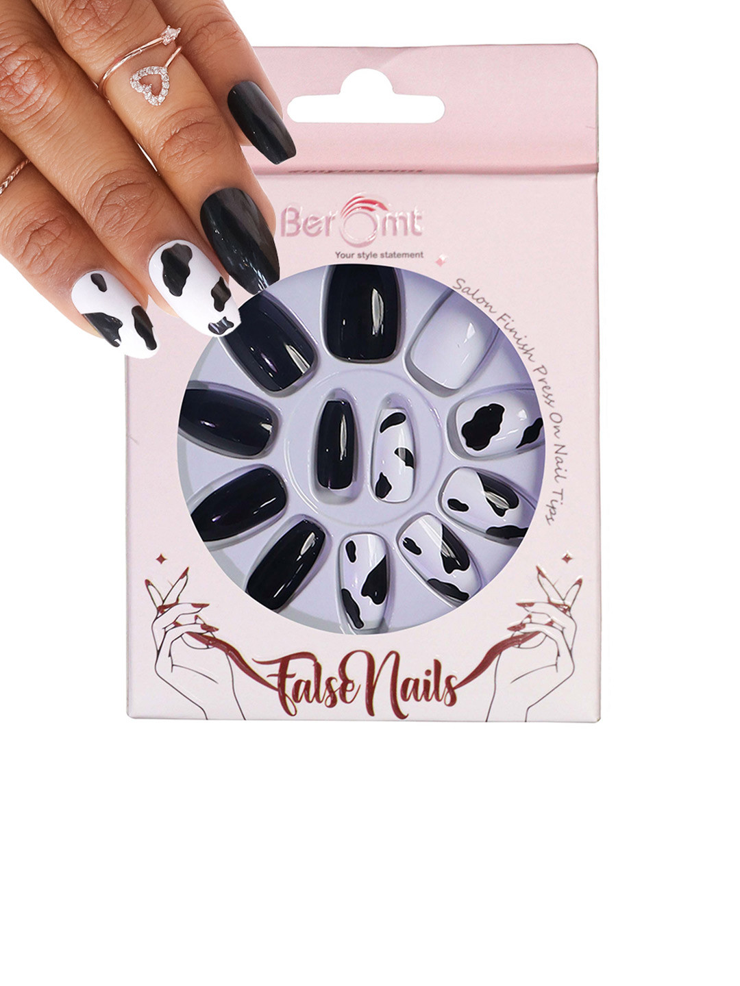 BEROMT 12-Pcs Animal Printed Salon Finish False Nail Tips Box - BFN1047