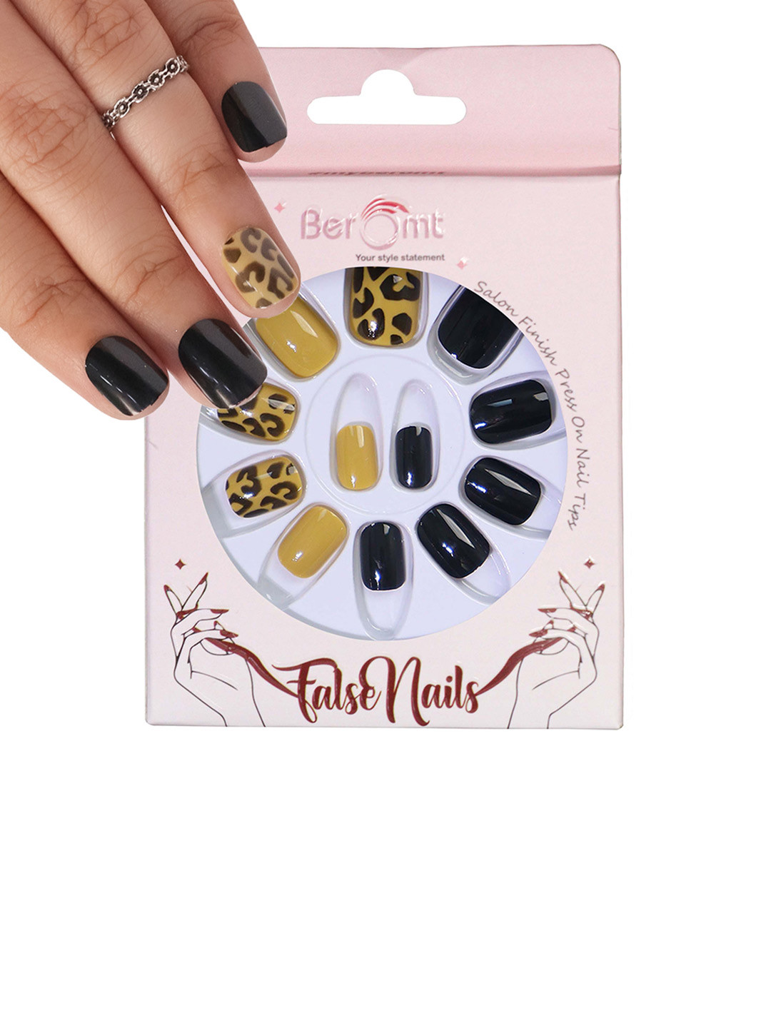 BEROMT 12-Pcs Animal Printed Salon Finish False Nail Tips Box - BFN1037